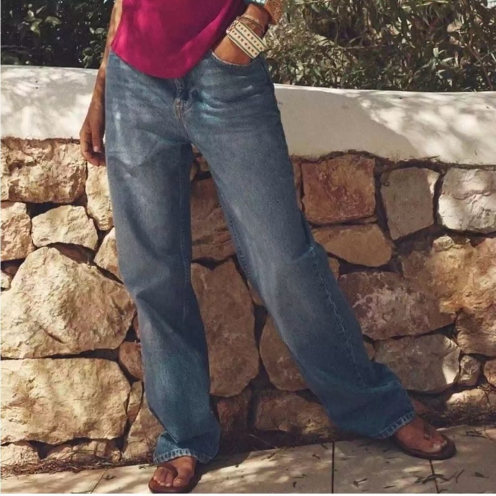 ZARA 100% Cotton Regular Fit High Rise Jeans
